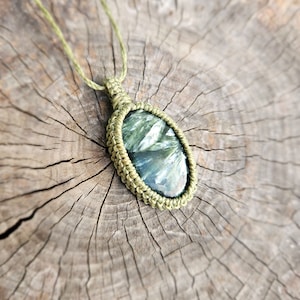 Green Seraphinite Macrame Necklace Adjustable
