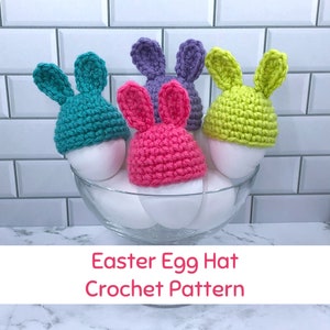 Easter Egg Hat Crochet Pattern PDF Download - DIY, resuable, mess-free Easter decor - egg hats with bunny ears