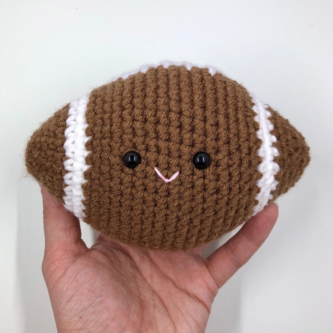 Smiling Football Plushie, Amigurumi Crochet Plush Toy, Desk Pal, Made ...