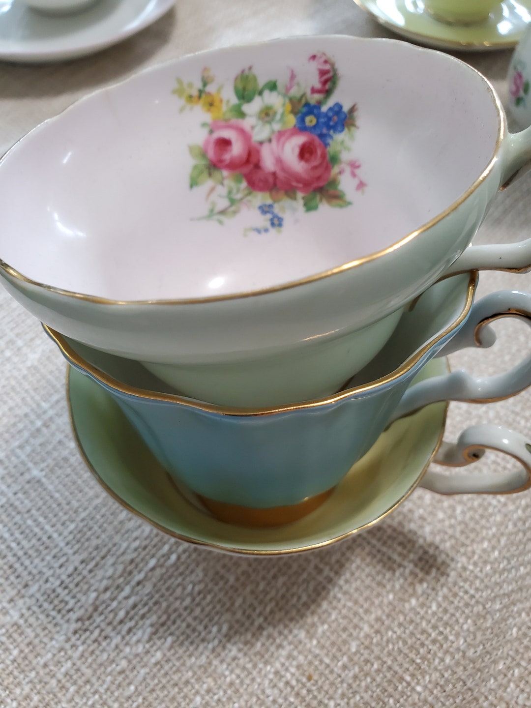 MISMATCH Tea Cups and Saucers Vintage Tea Sets Mismatch Etsy