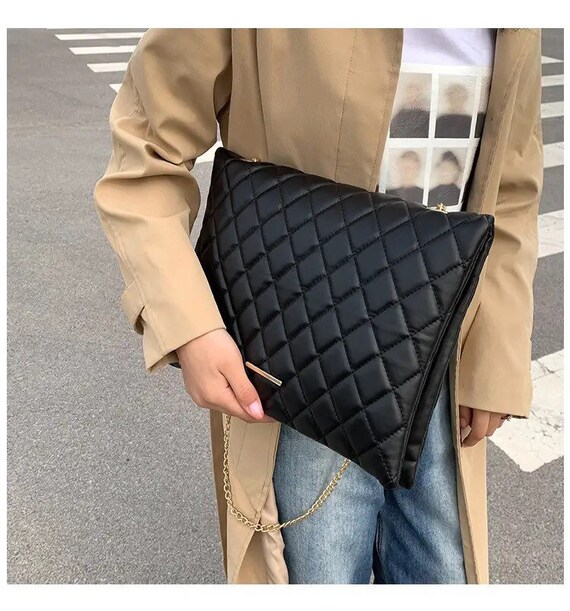 Vegan Leather Clutch Vegan Quilted Leather Clutch Quilted 