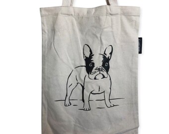 Bolso de mano de lona de perro toro francés, bolso de mano de tela grande, bolsa de comestibles reutilizable, bolsa ecológica, regalo ecológico, regalo de cero residuos, regalo de mamá perro