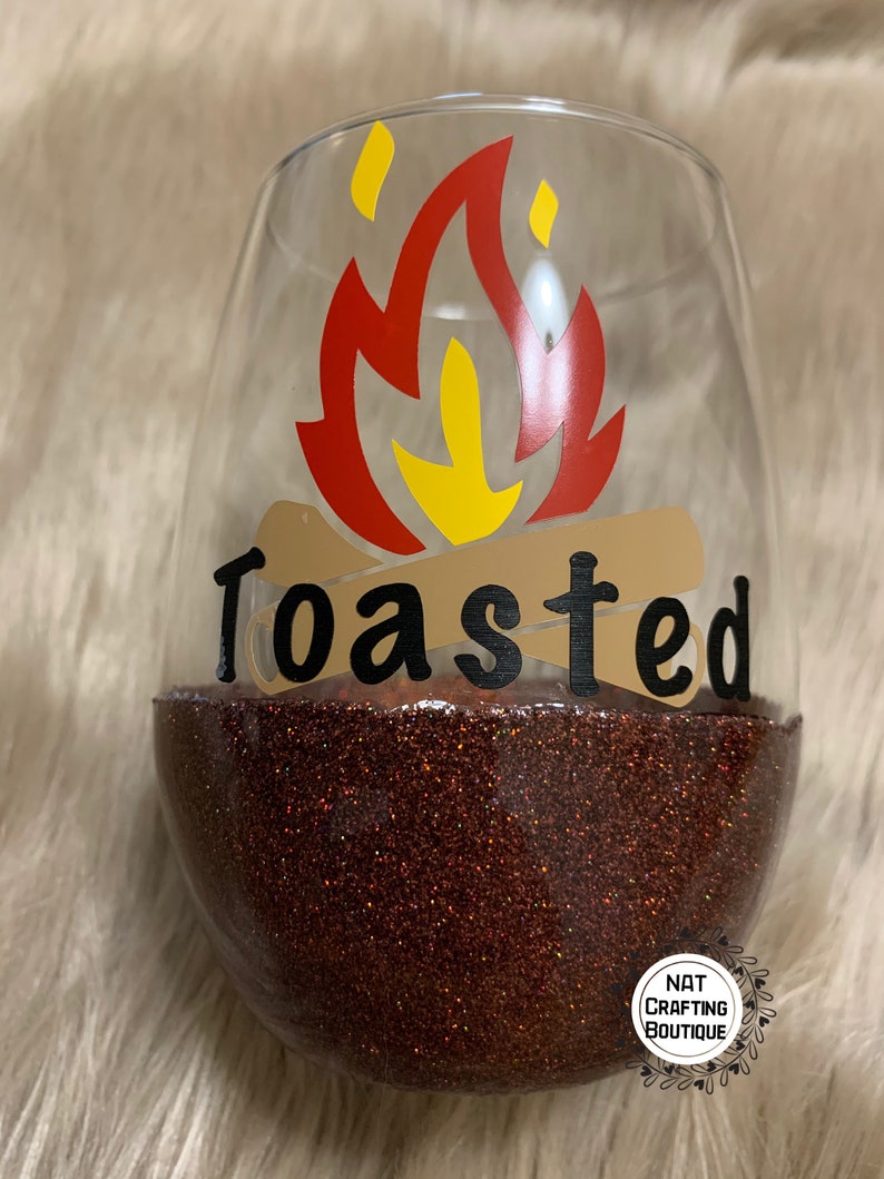 Toasted / funny wine glass / drunk jokes / epoxy wine glass / Etsy