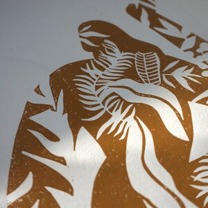 Original linocut print "Symbiosis" limited edition art print for home decor