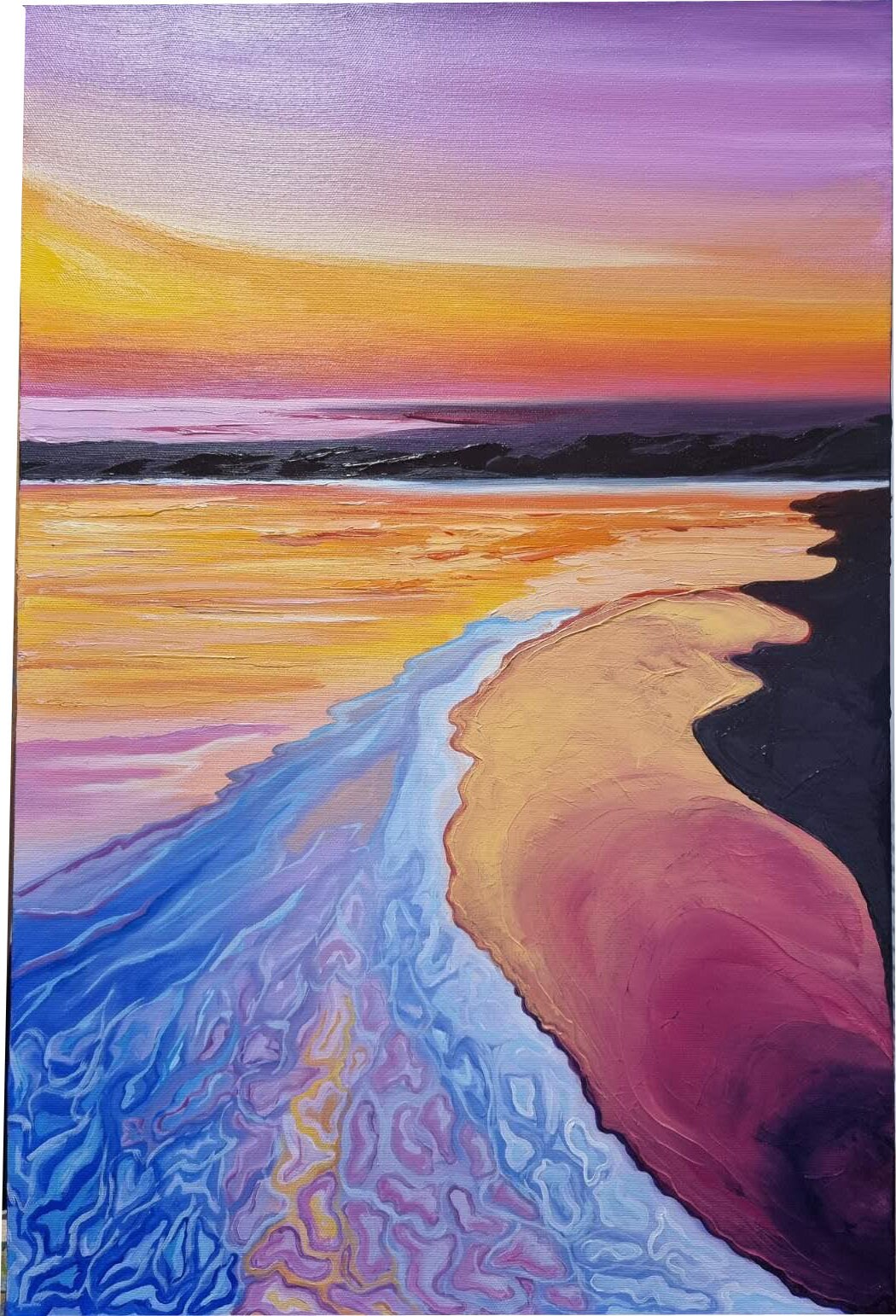 Original Oil Painting For Cozi Home Office Wall Decor Summer II Art