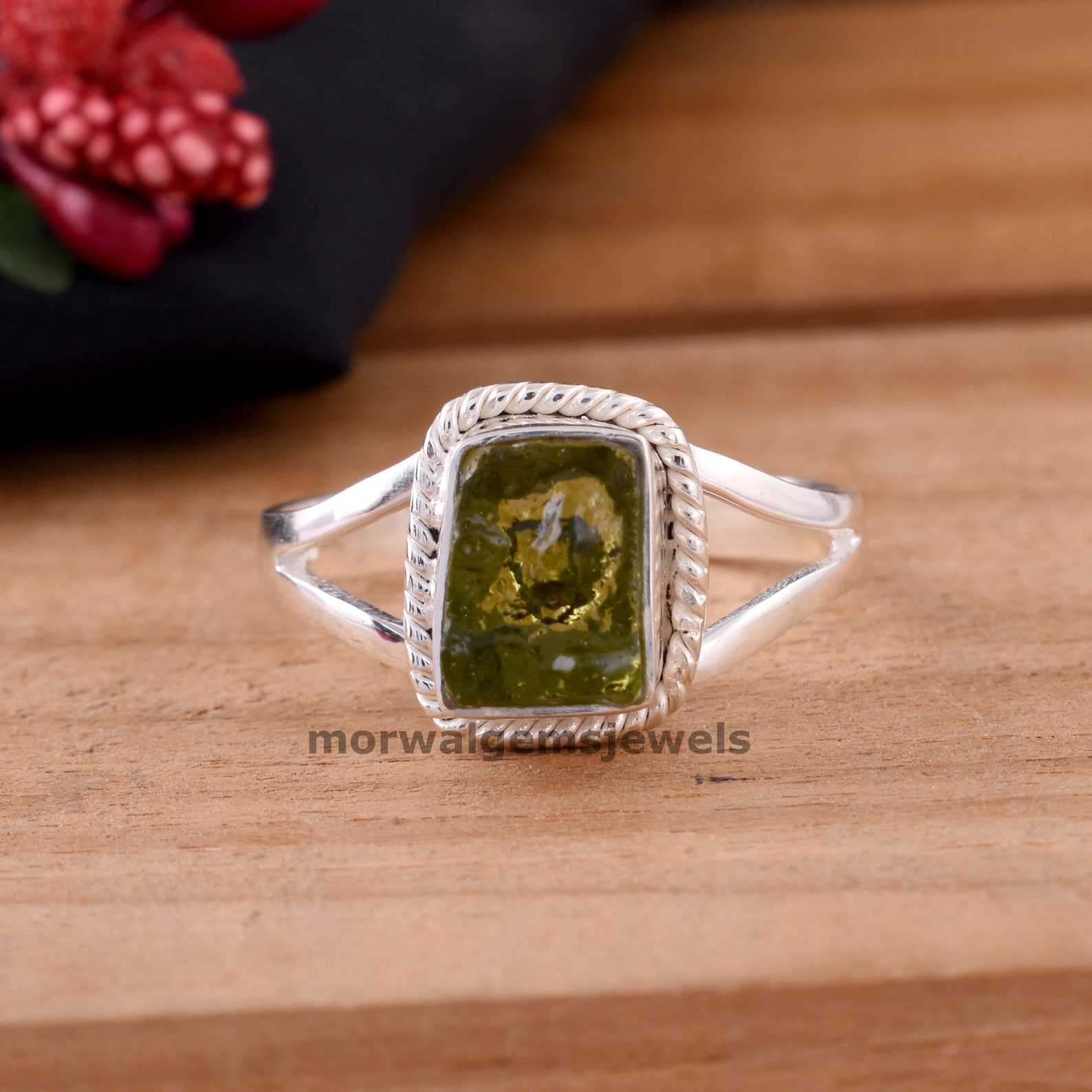Natural Moldavite Ring Raw Moldavite Ring Authentic Etsy