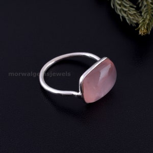 Romantic Gossamer Pink 11mm Round Rose Quartz Sterling Silver Ring