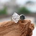 Natural Moldavite Herkimer Diamond Ring, 925 Sterling Silver Ring, Authentic Raw Moldavite Ring, Rough Moldavite Statement Ring. 