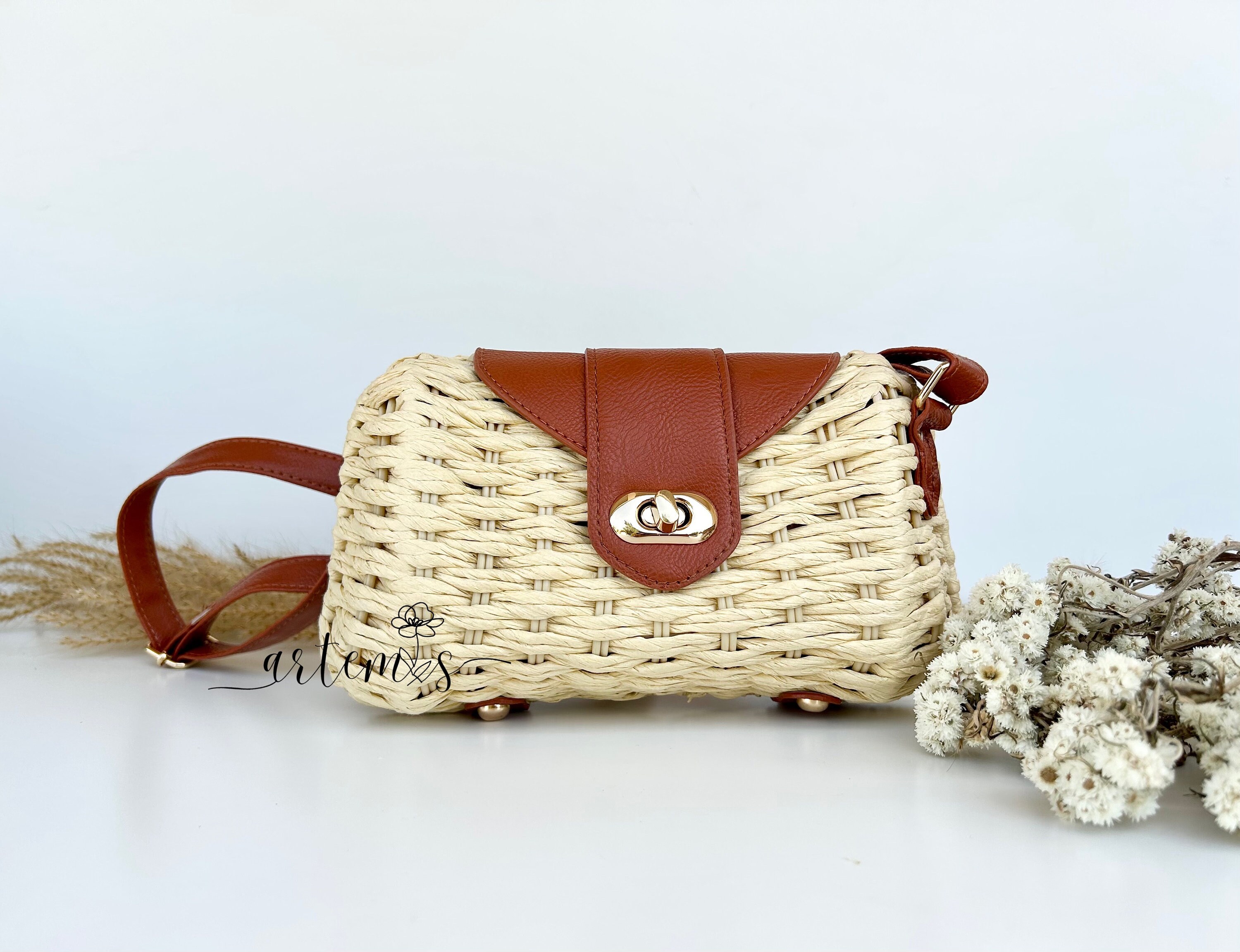 Sac Lacoste Femme ISIYINER Sac De Paille Rond Sac De Plage D