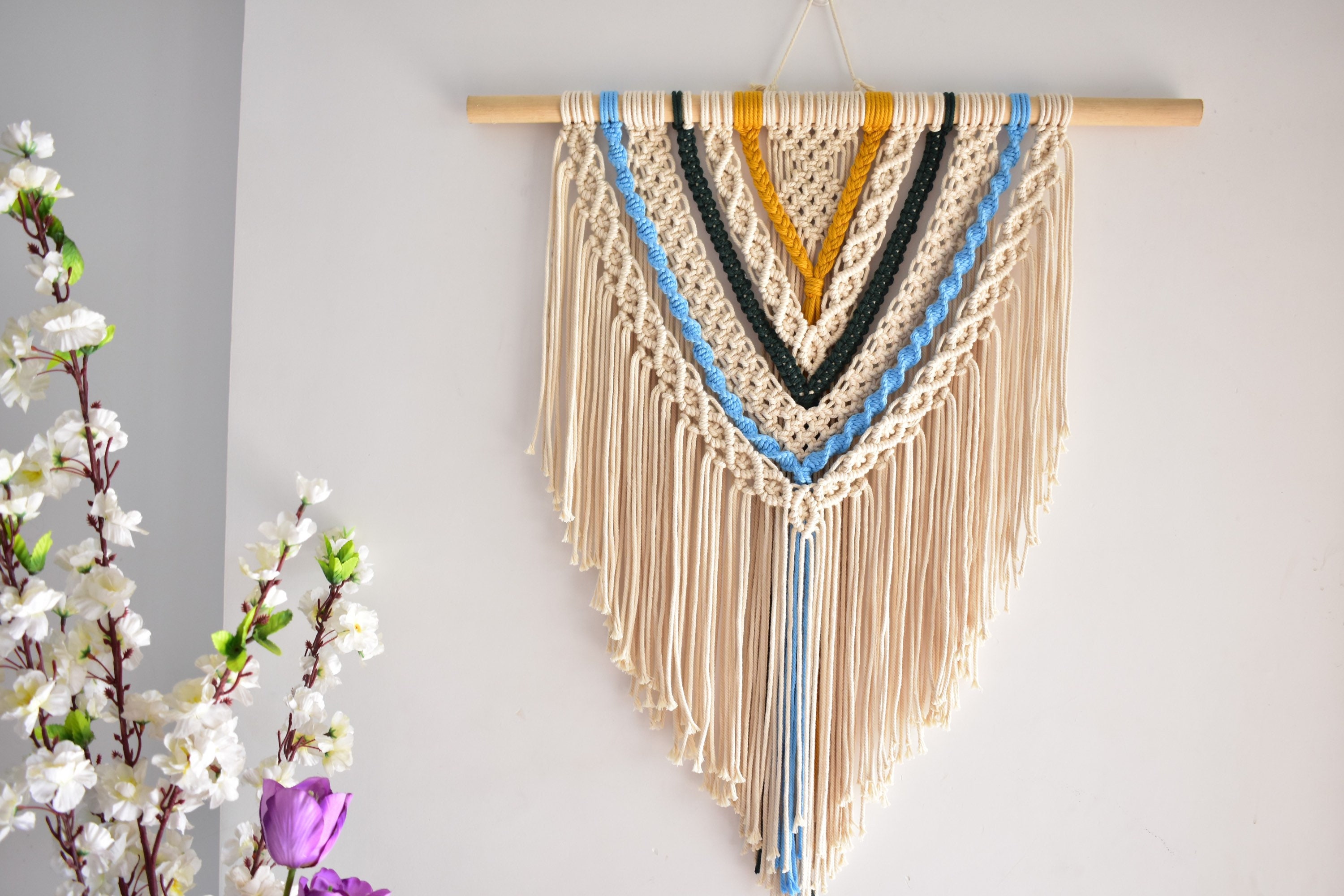 Off white extra large Macrame Wall Hanging Wall Tapestry Woven Wall Art