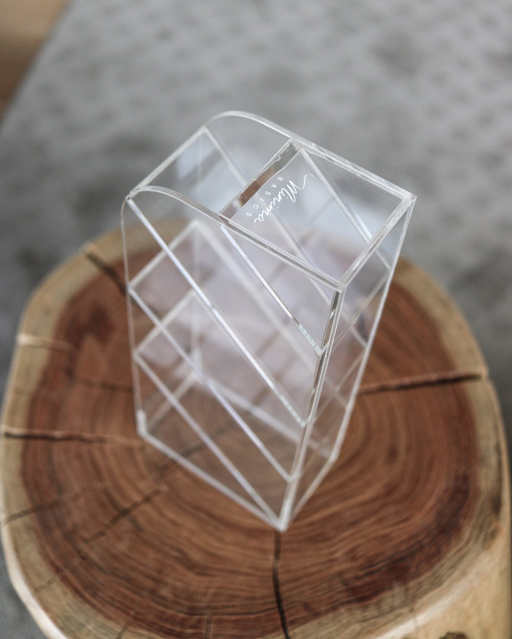 4-Section Acrylic Slanted Pen Organizer Clear, 1-3/4 x 3-3/8 x 6 H | The Container Store