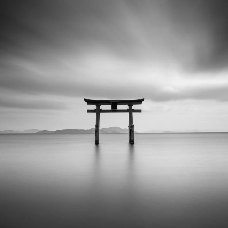 Fine Art Black and White Photography Torii Gate. Biwa Lake, Japan. - Etsy
