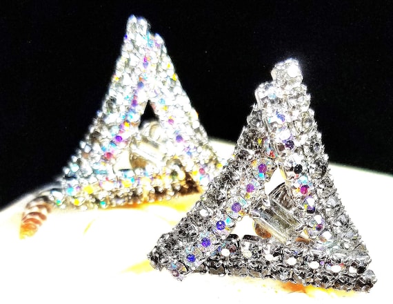 Art Deco Aurora Borealis Clip** Earrings circa 1940