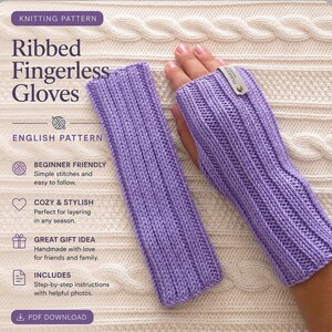 Beginner Knitted Fingerless Gloves Pattern: Easy Hand Warmers (EN PDF Pattern)