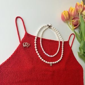 Bella Summer Tank Top Knitting Pattern. Beautiful Minimalist Cotton And Linen Summer Top.