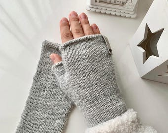 Handmade Baby Alpaca Fingerless Gloves: Cozy Knit Wrist Warmers