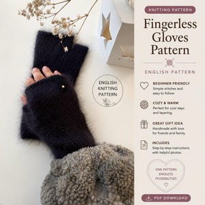 Angora Fingerless Gloves Knitting Pattern: Easy Knit Mittens (EN PDF Pattern)