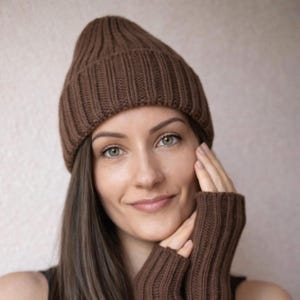 Beginner Easy Knit (EN PDF Pattern) Ribbed Beanie Knitting Pattern: Folded Brim,