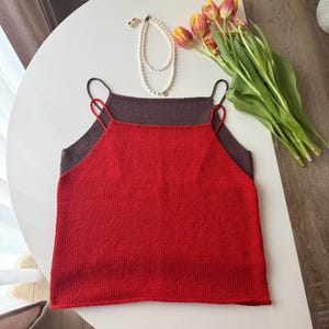 Bella Summer Tank Top Knitting Pattern. Beautiful Minimalist Cotton And Linen Summer Top.