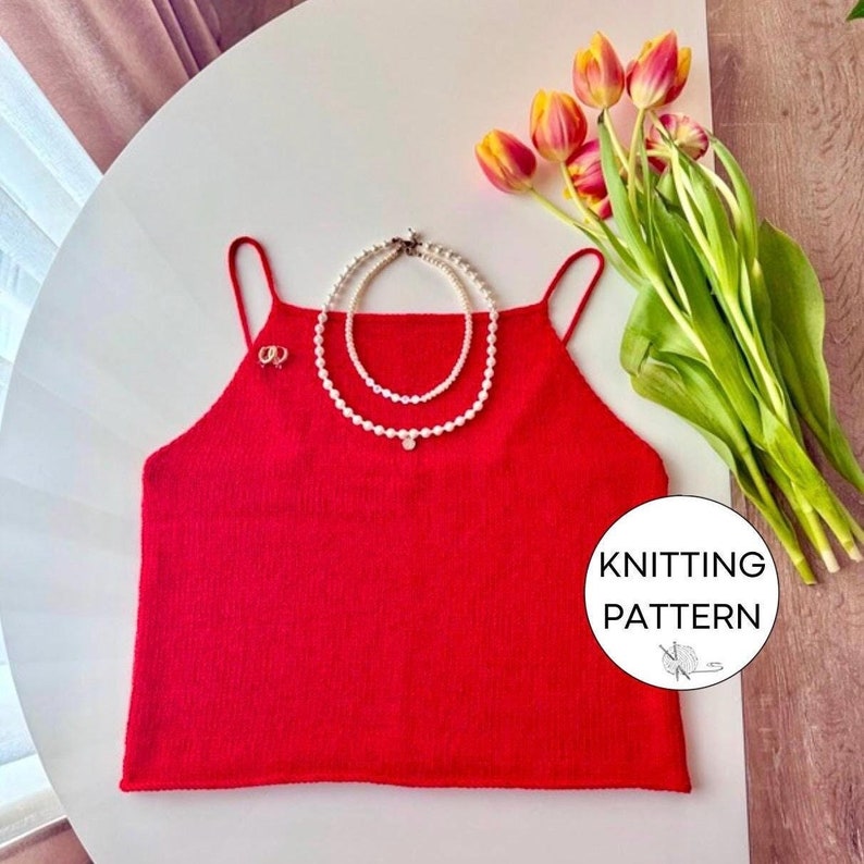 Bella Summer Tank Top Knitting Pattern. Beautiful Minimalist Cotton And Linen Summer Top.