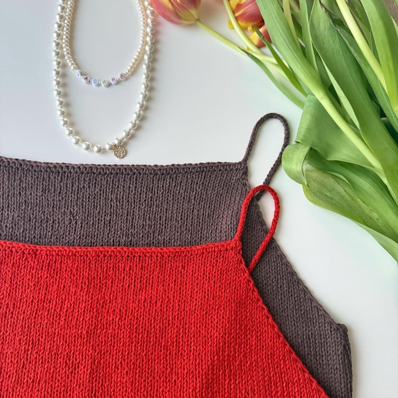 Bella Summer Tank Top Knitting Pattern. Beautiful Minimalist Cotton And Linen Summer Top.