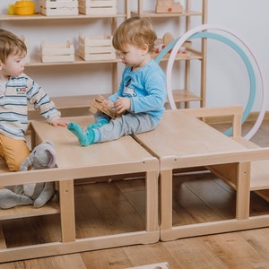 Ensemble de 2 étagères Montessori MIDI Climbing Gym Rampe d'escaliers Article pour registre de bébé Cadeau pour enfant