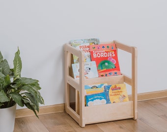 SMALL NURSERY BOOKSHELF, Short Bookshelf, Small Montessori Birch Plywood Modern Storage Bookshelf, Baby registry item