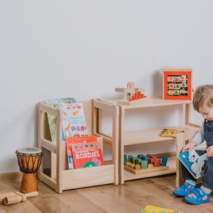 Ensemble d'étagères Montessori SMALL avec étagère Montessori MINI Article pour liste de naissance de bébé Cadeau pour les enfants