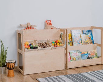 Set of 2 Montessori bookshelf MIDI Baby registry item Gift for kids