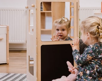 Montessori Learning Tower PIC and mirror and chalkboard slide set