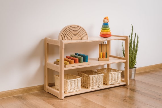 MONTESSORI Libreria MINI SCAFFALE Portagiochi, Cameretta Libreria in legno  di faggio e multistrato di betulla Cameretta per bambini Elemento  essenziale per la matricola del bambino -  Italia