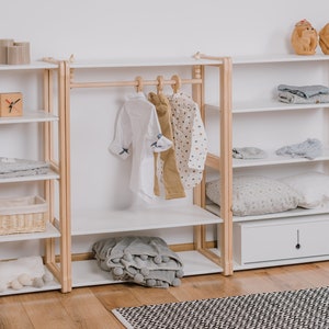 Clothing rack type B with shelf for kids combined with a MAXI and  a MAXI + shelf  Kid wardrobe