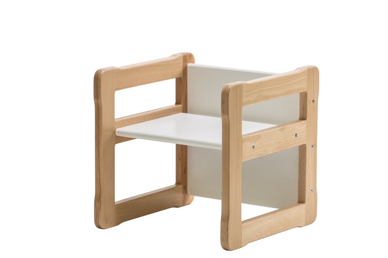 Montessori based Multifunctional chair and small box set, certified solid wood and plywood Baby registry item Gift for kids image 3