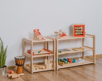 Montessori SMALL and MINI shelves set, Toddler Bookcase, Children furniture Baby registry item Gift for kids