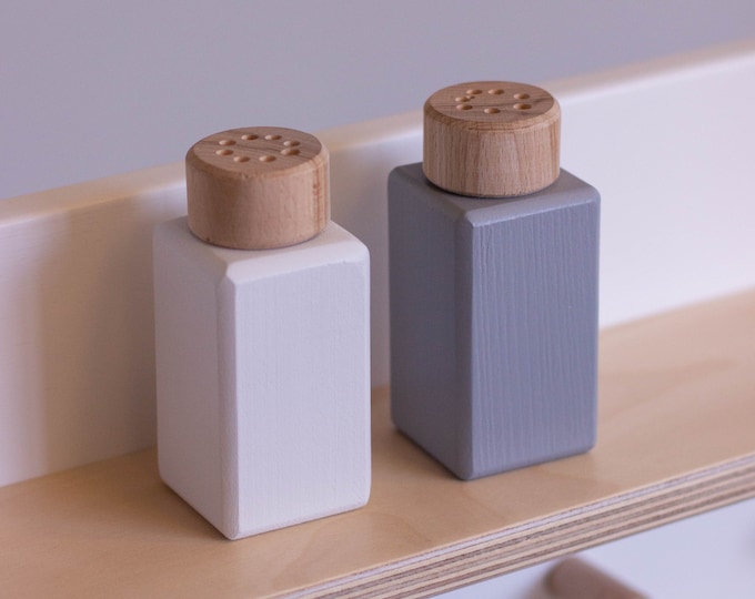 Salt and Pepper Shakers Wood Play Food Etsy