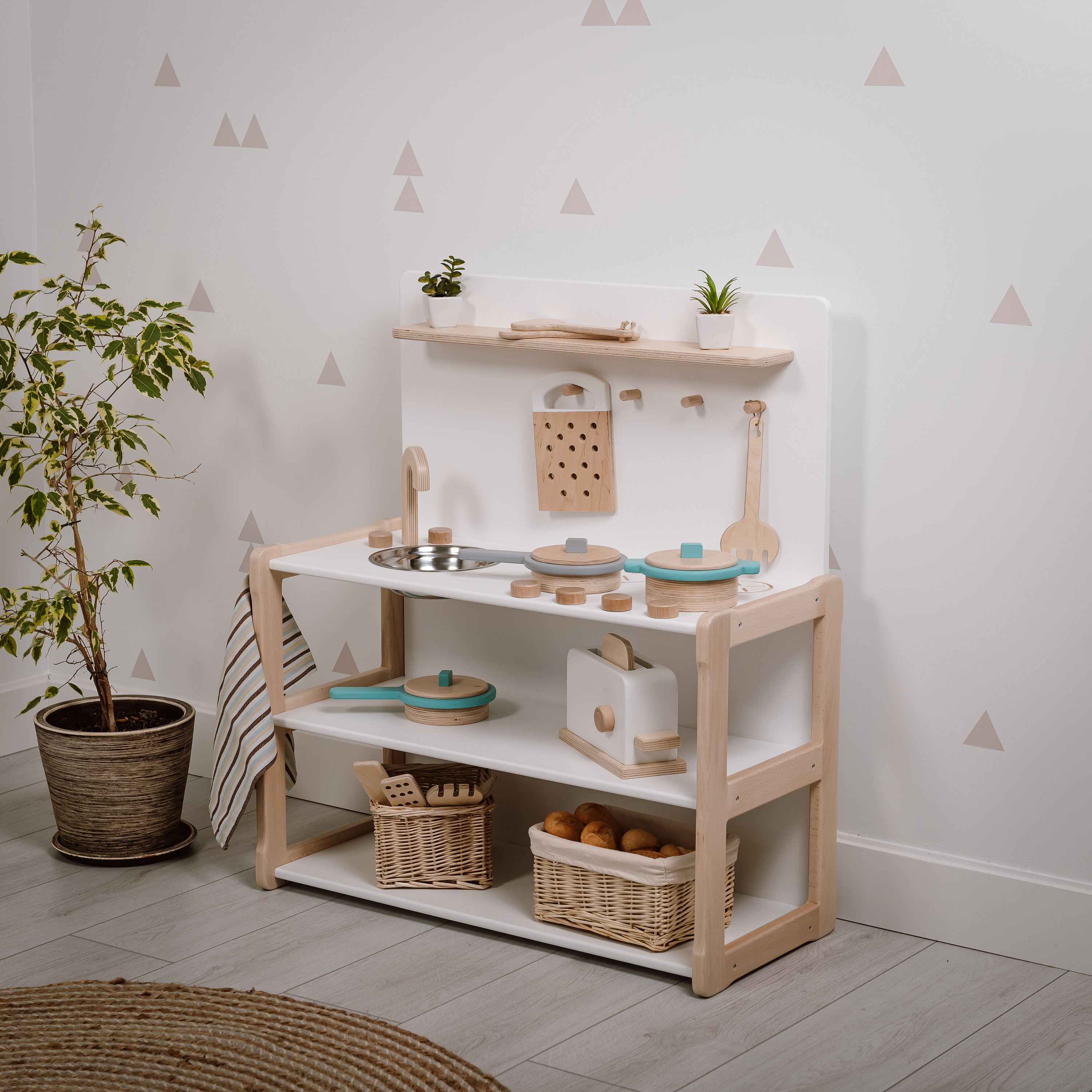 Dinette BOIS Assiette et couverts en bois USTENSILE MONTESSORI Erzi