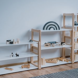 Étagère MIDI Montessori blanche Rangement de jouets Bibliothèque Article pour liste de naissance de bébé Cadeau pour enfant