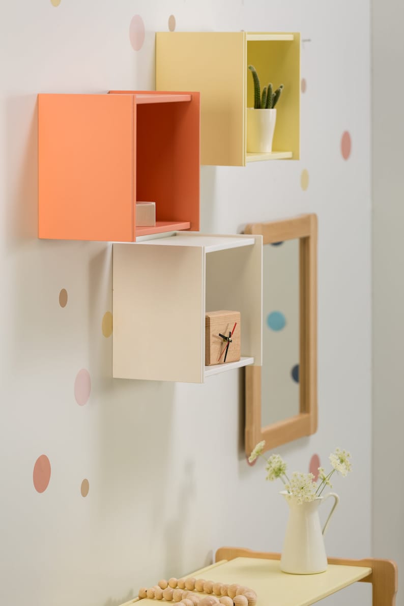 On the picture is our Multifunctional Small Shelf, that can be an extremely versatile piece in your house, working as shelf hanged on the wall, as well as stackable collector box for toys, books and any other item.