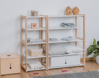 Ensemble d'étagères Montessori MAXI et MAXI+ Rangement de jouets pour tout-petits Bibliothèque Article de registre de bébé Cadeau pour les enfants