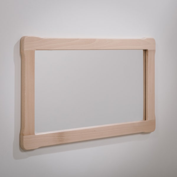 MIROIR POUR ENFANTS, Miroir pour chambre de bébé, Miroir de sol décoratif Montessori en bois naturel pour chambre d'enfant, Cadeau pour enfant