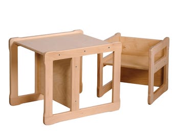 Montessori Kids Table and Chair Set: Beech Wood Multifunctional Furniture
