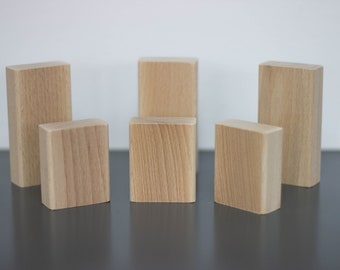 Set of 6 wooden blocks solid beech unpainted, natural wood, DIY, wooden toys, wooden supplies Baby registry item