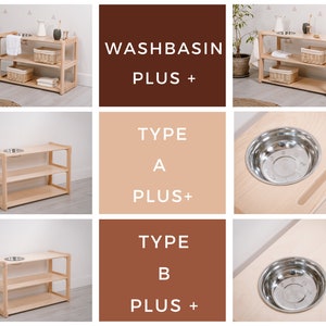 Lavabo Montessori pour tout-petit, type Waschtisch de type B Plus, AVEC miroir et une PETITE étagère Cadeau pour les enfants image 5