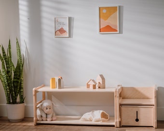 Montessori Furniture Set: START Shelf, Chair & Box - Beech Wood