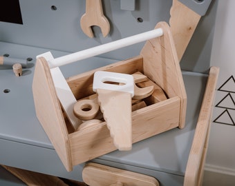 Spielzeug-Werkzeugkasten für Holzarbeiten Geschenk für Kleinkind Jungen Baby Register Artikel Geschenk für Kinder