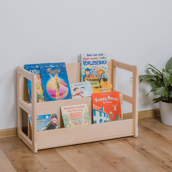 MINI NURSERY BOOKSHELF, Short Bookshelf, Mini Montessori Birch Plywood Modern Storage Bookshelf, Baby registry item