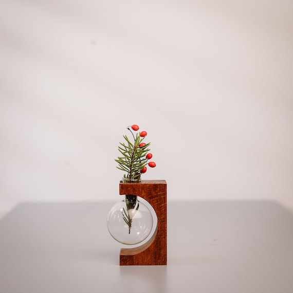 Vase tube à essai Décoration support en bois Idée cadeau couleur