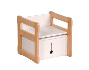 Montessori Multifunctional Chair & Box Set: Solid Wood Kids Furniture