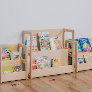 MIDI NURSERY BOOKSHELF, Tall Bookshelf, Midi Montessori Birch Plywood Modern Storage Bookshelf, Baby registry item