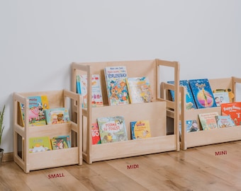 Étagère MIDI pour chambre d'enfant, grande étagère, étagère de rangement moderne midi en contreplaqué de bouleau Montessori, article de registre de bébé